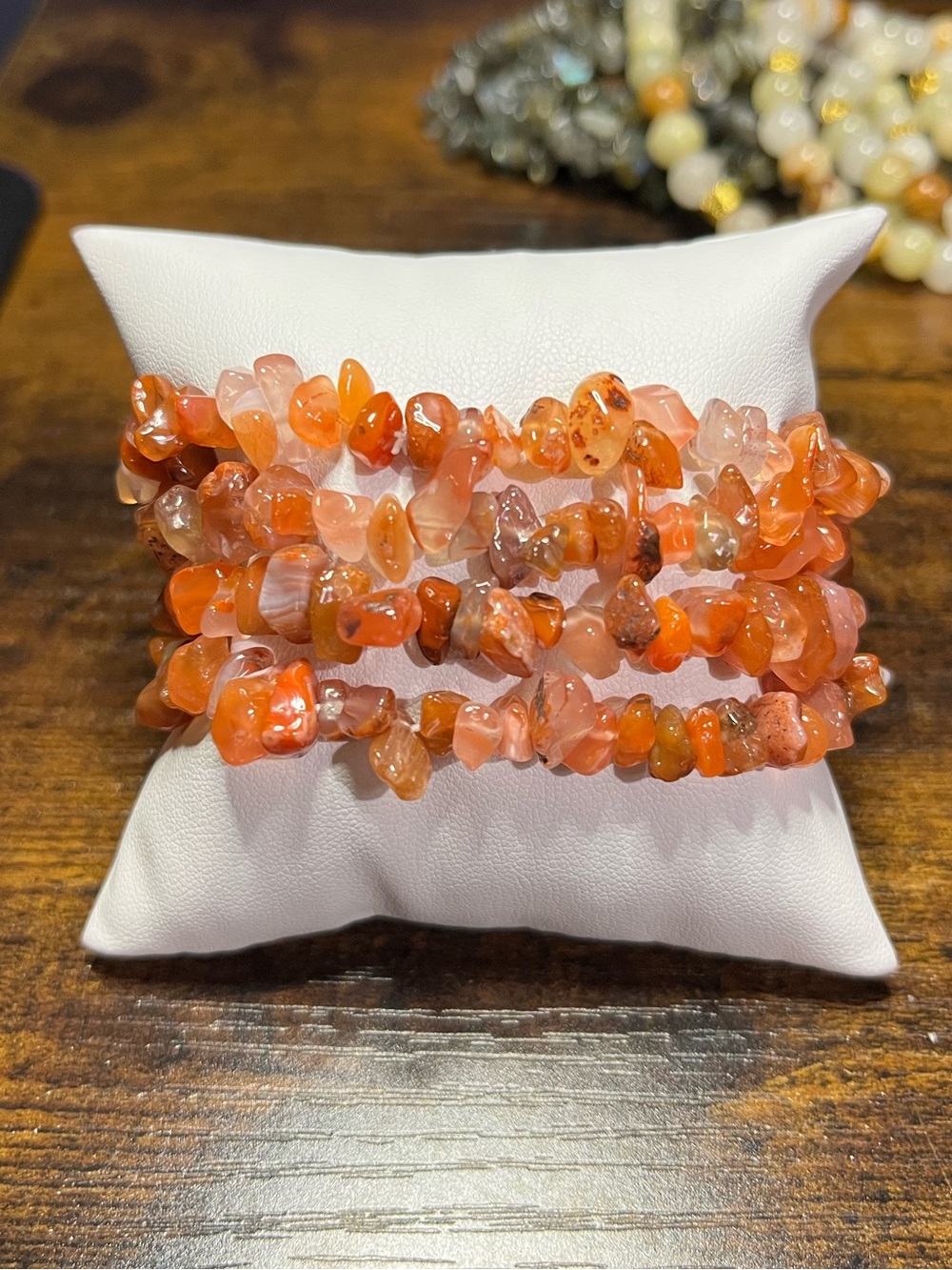 Natural Carnelian Gemstone Chip 4-Bracelet Stack